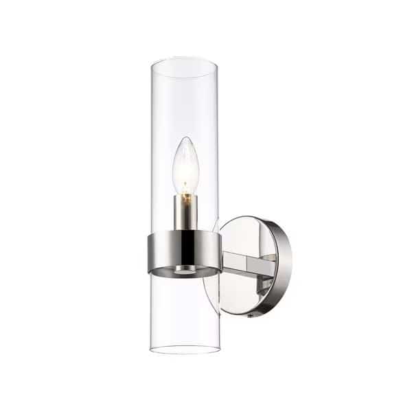 Datus 1 Light Wall Sconce, Polished Nickel & Clear