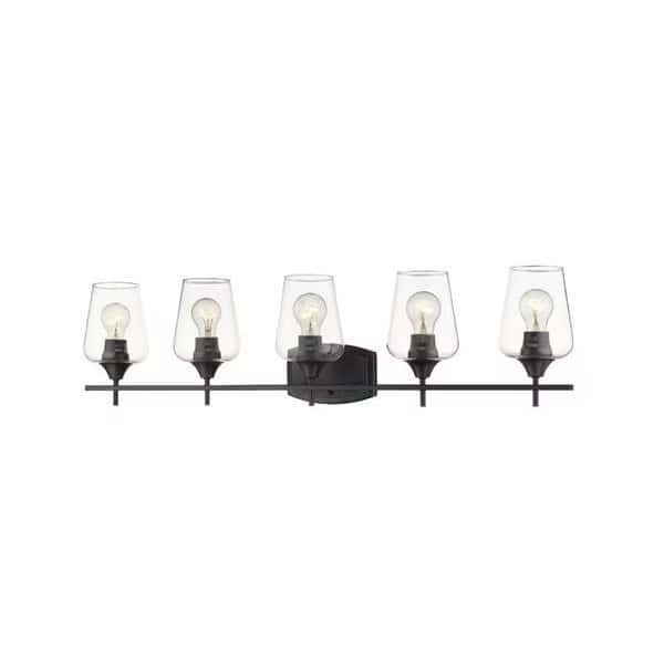 Joliet 5 Light Vanity, Matte Black & Clear
