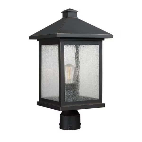 Portland 1 Light Post Mount Light, Oil Rubbed Bronze And Clear Seedy