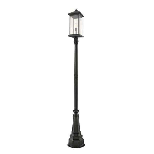 Portland 1 Light Outdoor Post Mounted Fixture, Black & Clear Beveled