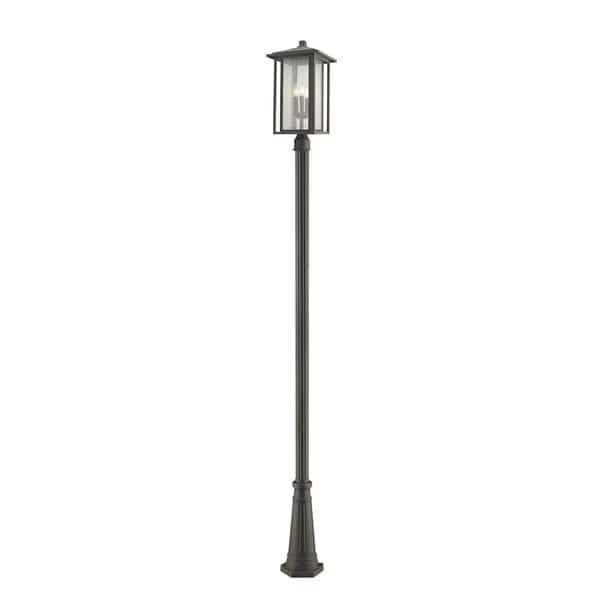 Aspen 3 Light Outdoor Post Mounted Fixture, Oil Rubbed Bronze And Clear Seedy