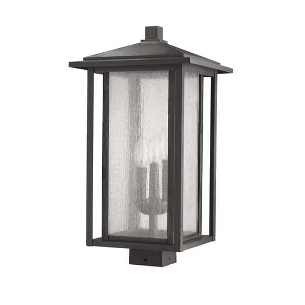 Aspen 3 Light Outdoor Post Mount Fixture, Black And Clear Seedy