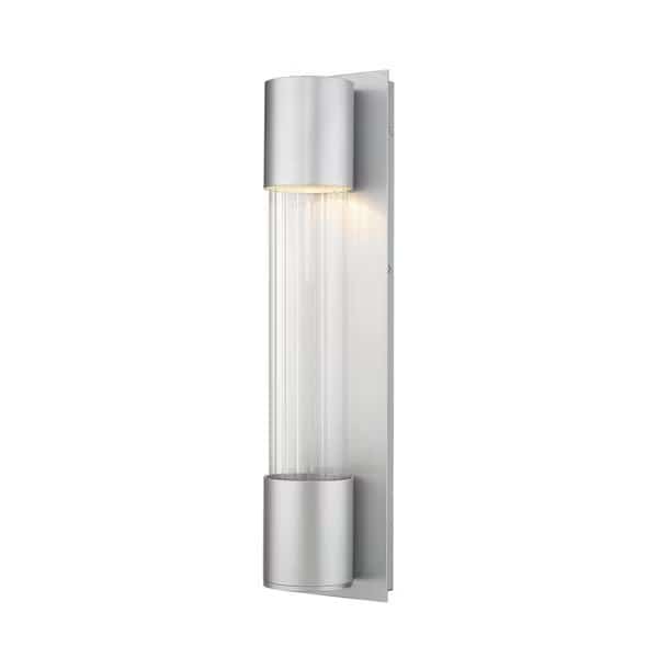 Striate 1 Light Outdoor Wall Sconce, Silver & Clear Optic Glass