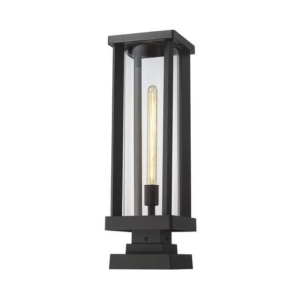 Glenwood 1 Light Outdoor Pier Mounted Fixture, Black & Clear