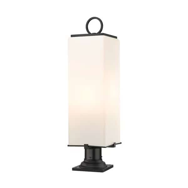 Sana 3 Light Outdoor Pier Mounted Fixture, Black & White Opal