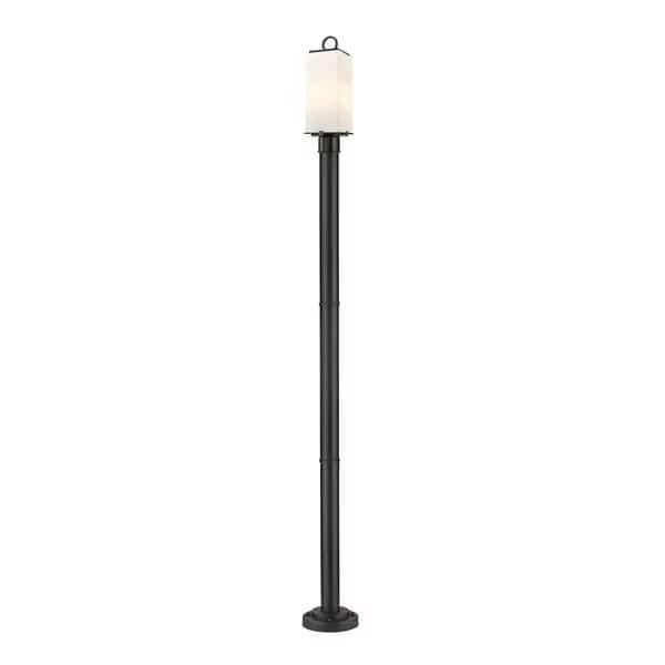 Sana 2 Light Outdoor Post Mounted Fixture, Black & White Opal