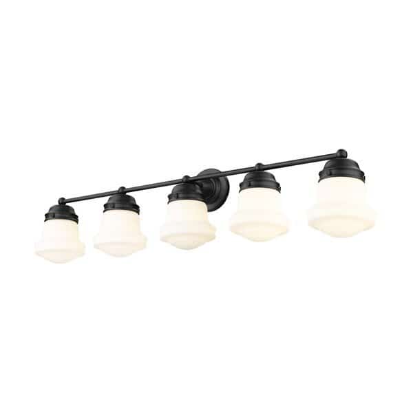 Vaughn 5 Light Vanity, Matte Black & Matte Opal
