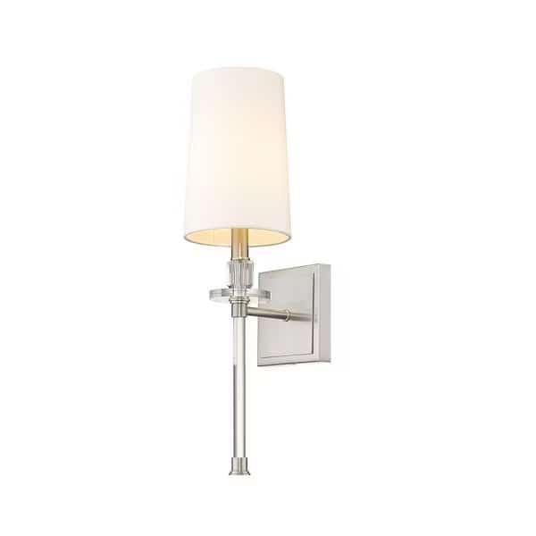 Sophia 1 Light Wall Sconce, Brushed Nickel & White