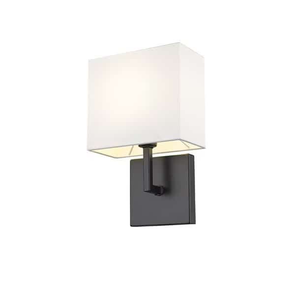 Saxon 1 Light Wall Sconce, Matte Black & White, Z-Lite, Mfr#: 815-1S-MB
