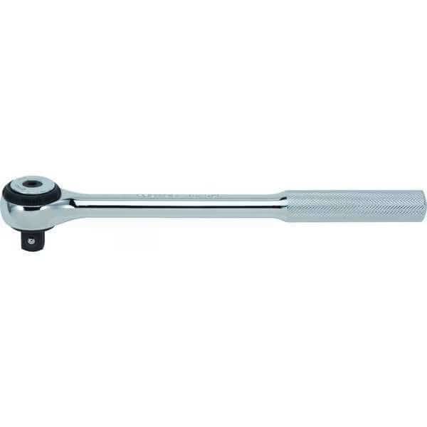 1/2" Drive 72 Geared Teeth Round Head Style Hand Ratchet, 9-3/8" L, Full Polish Finish