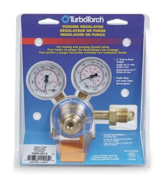 Gas Regulator, Nitrogen, Single Stage, 0.965"-14 Inlet, 1/4"-18 Outlet, 2 to 500 psi