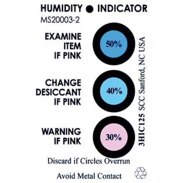 Humidity Indicator, 3in.Lx2in.Wx3in.H, PK125