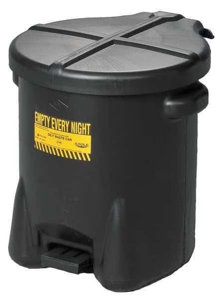 Oily Waste Can, 6 gal., Polyethylene, Black