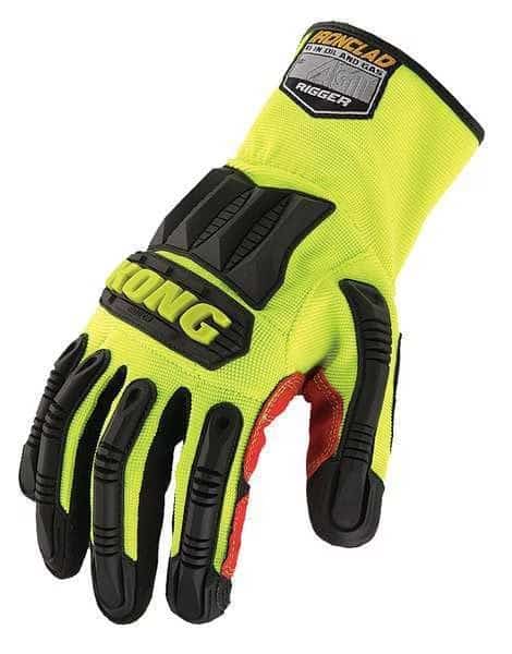 KONG(R) Mechanics Gloves, Synthetic Leather Palm, Nylon, Spandex Back, 3XL, Black/Lime