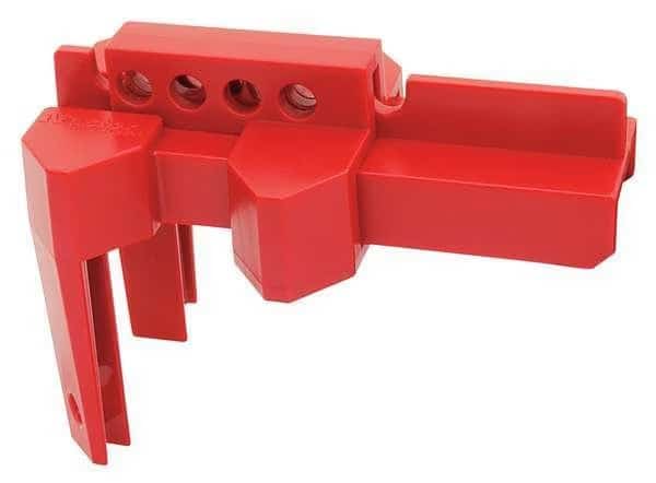 Adjustable Ball Valve Lockout, Clamp On, For Quarter Turn Handle, Max Number of Padlocks: 4, Red