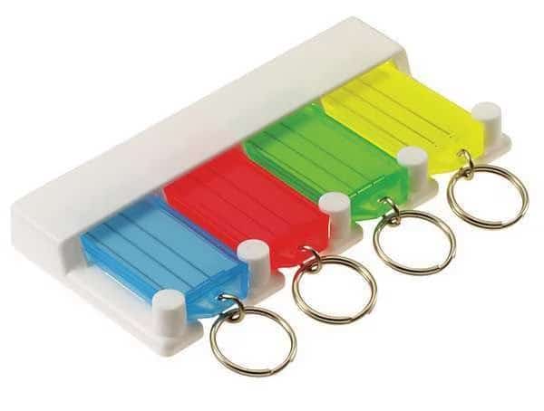 Key Tag Rack, Plastic, Green, 4 Key Capacity