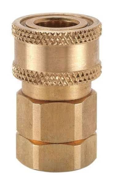 Hydraulic Quick Connect Hose Coupling, Brass Body, Sleeve Lock, 3/8"-18 Thread Size, H Series