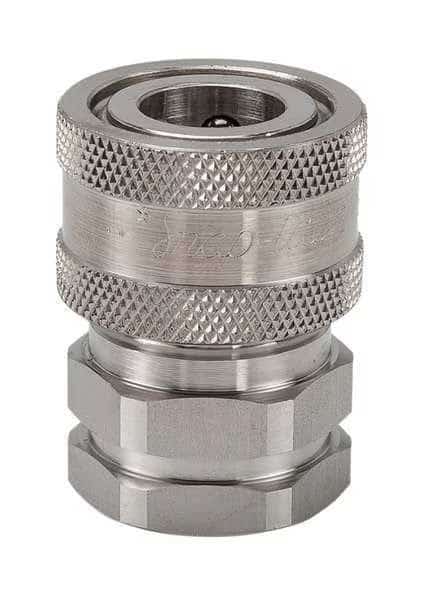 Hydraulic Quick Connect Hose Coupling, 316 Stainless Steel Body, Ball Lock, 2"-11-1/2 Thread Size