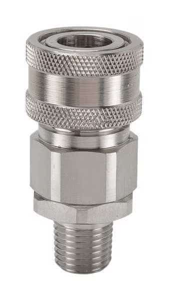Hydraulic Quick Connect Hose Coupling, 316 Stainless Steel Body, Sleeve Lock, 1/4"-18 Thread Size