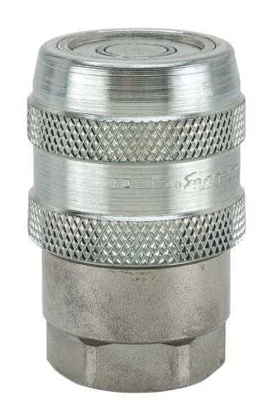 Hydraulic Quick Connect Hose Coupling, Steel Body, Push-to-Connect Lock, 1/2"-14 Thread Size