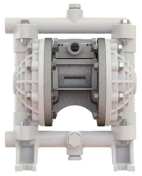 Double Diaphragm Pump, Polypropylene, Air Operated, Santoprene, 11 gpm GPM 275 Degrees F