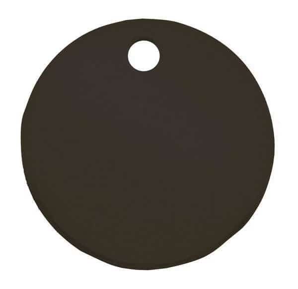 Blank Tag, Aluminum, 3 in H x 3 in W, 3 in Dia., Black, Round, 5 PK