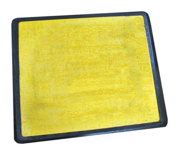 Pedestrian Trench Cover Fiberglass Yellow, 44.3 in W x 44.3 in L, 0.7 in Thick
