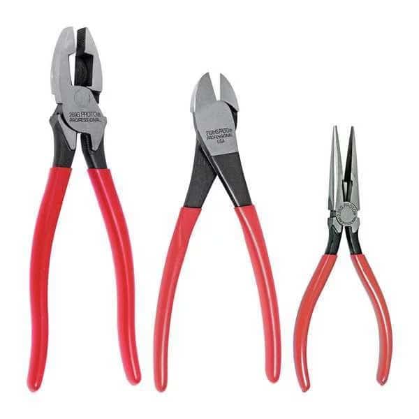 3 Piece Plastisol Grip Pliers and Cutter Set Plastisol Grips Handle
