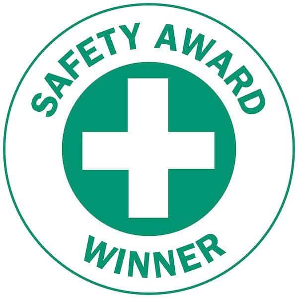 Hard Hat Emblem Labl,2in. dia.,Vinyl,PK4, Mfr#: 49555, BRADY