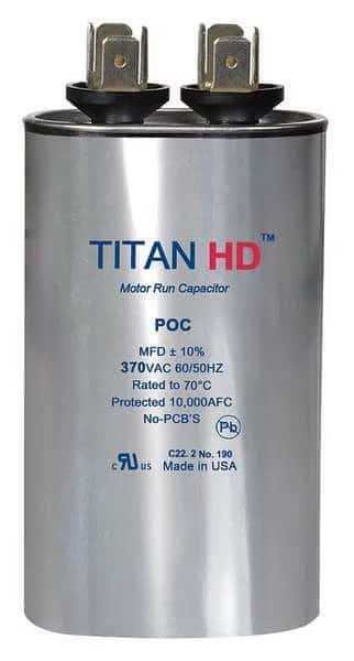 Motor Run Capacitor, 7.5 MFD, 370V, Oval