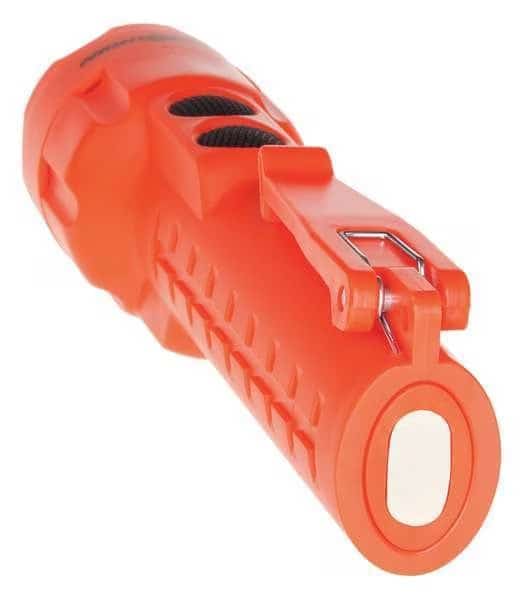 Red LED Industrial Handheld Flashlight, Alkaline AA, 235/130/110lm