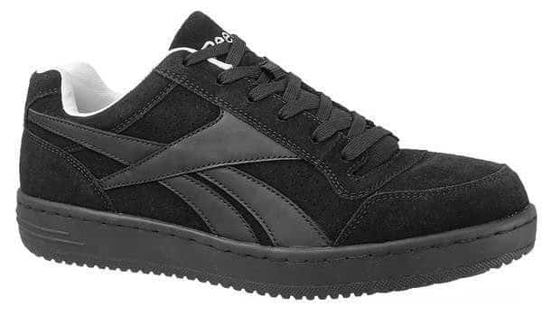 Women's Athletic Shoe, Steel Toe, Leather Upper, Rubber Outsole, Lace Up, Black, 6 M
