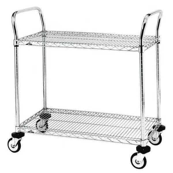 Utility Cart, Wire, 375 lb Load Capacity, 2 Shelves, 38 in L, 18 in W, 38 in H