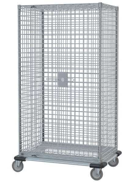 Wire Security Cart with Adjustable Shelves, 900 lb Capacity, 28 in W x 50 1/2 in L x 68 1/2 in H
