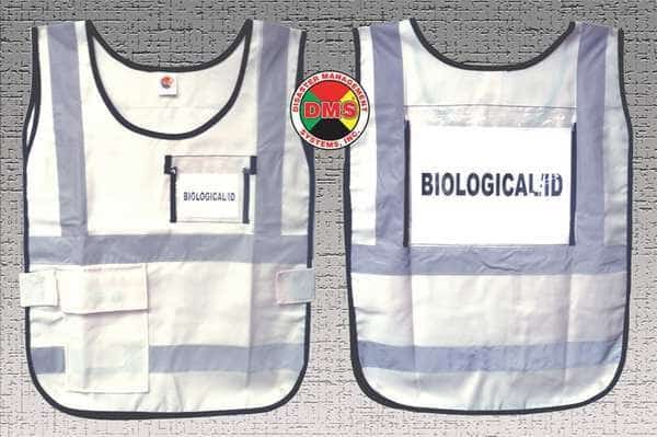 Safety Vest, White, Nylon, DISASTER MANAGEMENT SYSTEMS, Mfr# DMS-05832