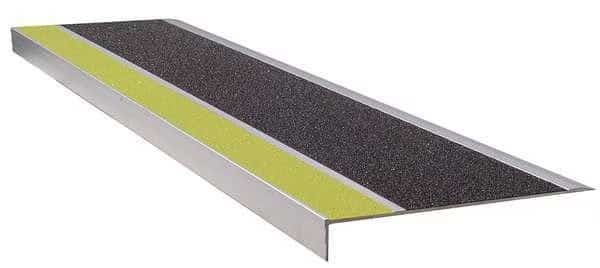 Stair Tread, Ylw/Blk, 60in W, Extruded Alum, 300YB5