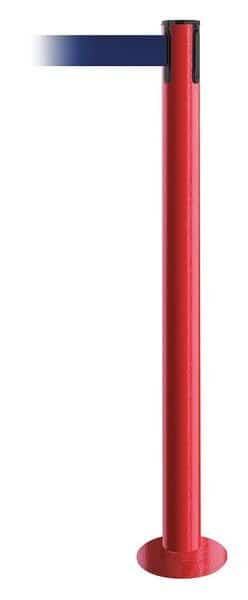 Barrier Post with Belt, Red, 7 1/2 ft Length, 36 1/2 in Post Height, No Legend