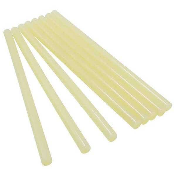 Hot Melt Adhesive, White/Clear, 5/8 in Dia, 10 in L, 10 sec Begins to Harden, 265 PK