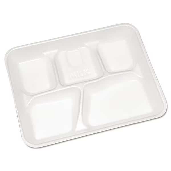 Disposable Cafeteria Tray, 5 Compartments, Pk500