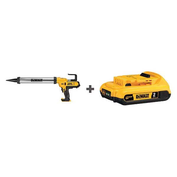 Caulk Gun Kit, Yellow, 20 oz Capacity, 20V DC