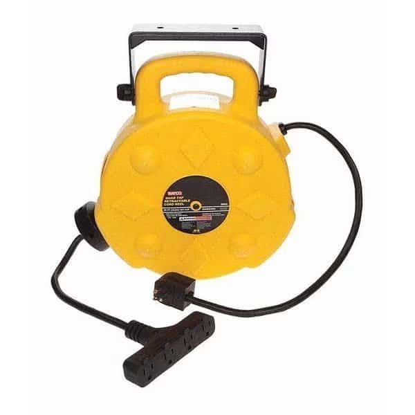 Cord Reel, 12 AWG, Yellow Reel Color, 40 ft Length, 4 Outlets