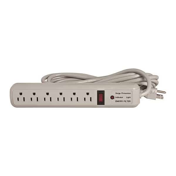 Outlet Strip, Surge, 15 ft., Light Gray