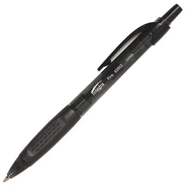 Rtrctbl Ballpoint PensBlack,PK12, Mfr#: ITA82952, INTEGRA