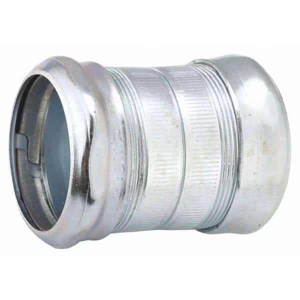 EMT Coupling, 1 in, Compression, Steel, Zinc Plated, Gray