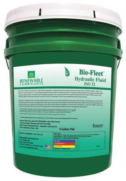 5 gal Pail, Hydraulic Oil, 32 ISO Viscosity, Not Specified SAE, Renewable Lubricants, Mfr#: 80824