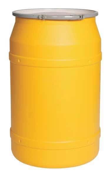 Open Head Transport Drum, Polyethylene, 57.5 gal, Unlined, Yellow, Eagle Mfg, Mfr#: 1656M