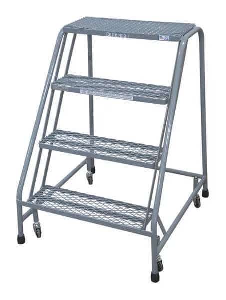 40 in H Steel Rolling Ladder, 4 Steps, 450 lb Load Capacity