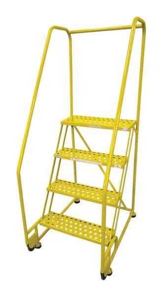 70 in H Steel Tilt and Roll Ladder, 4 Steps, 450 lb Load Capacity
