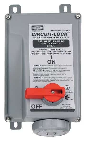 Mechanical Interlock,600VAC,100A, Mfr#: HBL4100MI5W, HUBBELL WIRING DEVICE-KELLEMS