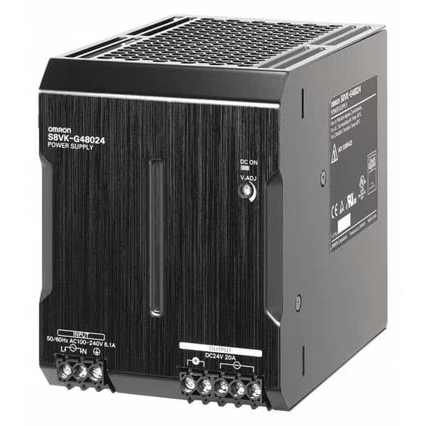 DC Power Supply, 24VDC, 20A, 50/60Hz, OMRON, Mfr# S8VK-G48024